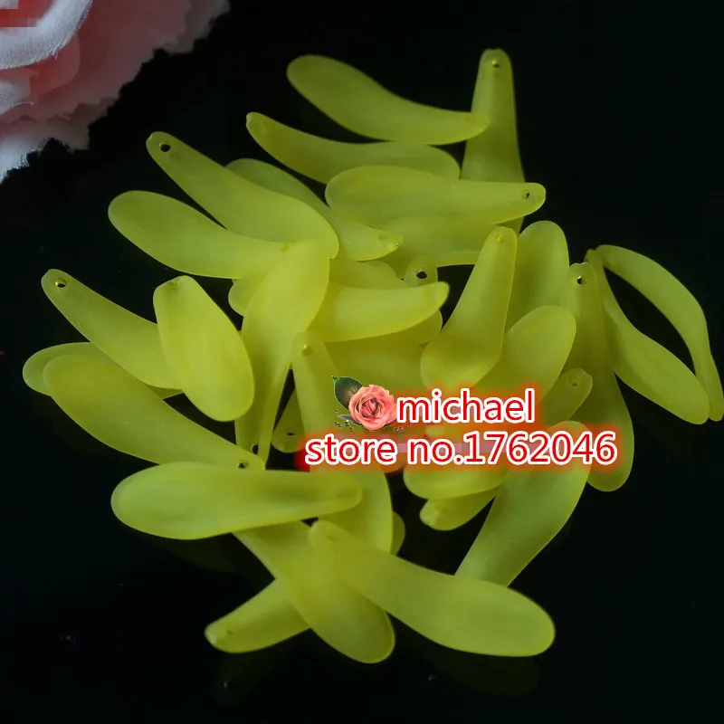 yellow 20 г/лот, 10 цветов, 28*9 мм, акриловые лепестки цветов, Матовые акриловые бусины для свадебных сережек, аксессуары для рукоделия - Цвет: yellow