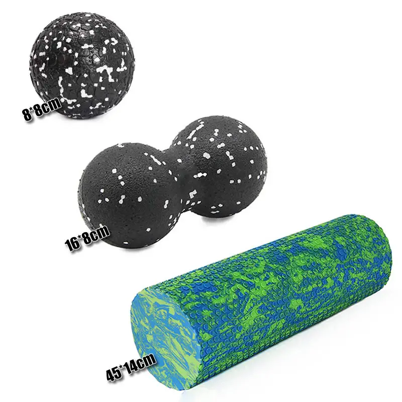 Gym Fitness Yoga Foam Roller Peanut Ball Set Pilates Block Peanut Massage Ball for Therapy Relax Exercise Relieve Stress