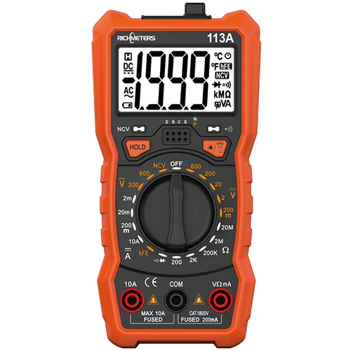 113A Without Magnet RICHMETERS RM113D НТС Цифровой мультиметр 6000 отсчетов Авто начиная AC/DC Напряжение метр Flash light подсветкой большой экран - Цвет: 113A Without Magnet
