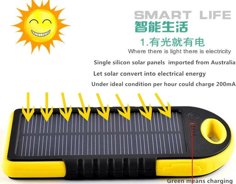 Солнечный Зарядное устройство 5000 мАч Портативный Мощность банк