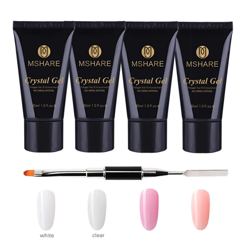 5 pieces set MSHARE акрил кристалл поли гель+ щетка инструмент Polygel быстрое строительство Acrylgel 30 мл - Цвет: 5 pieces set