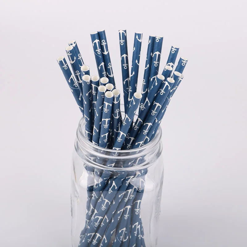 Темно-синие анкерные соломинки морские питьевые для детского дня рождения