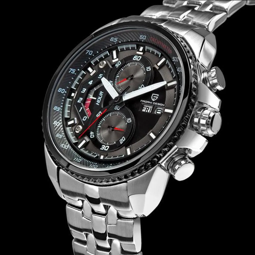 Для мужчин s гонки кварцевые часы многофункциональные Нержавеющая сталь мужской