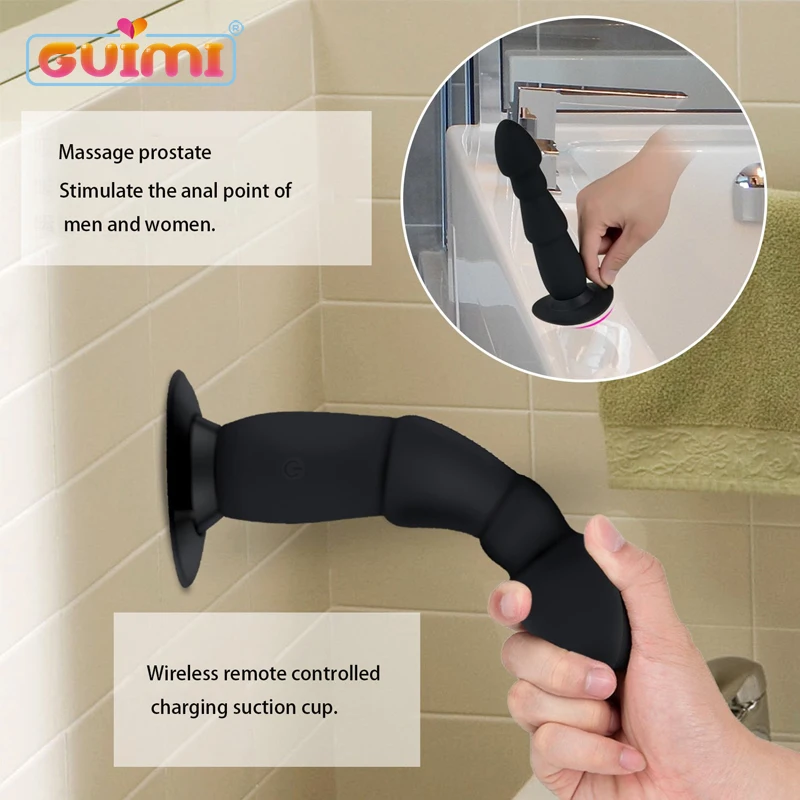 GUIMI Anal Plug Vibrator Wireless Remote Prostate Massager Suction Cup Male Masturbator Dildo Sex Toys for Adults |