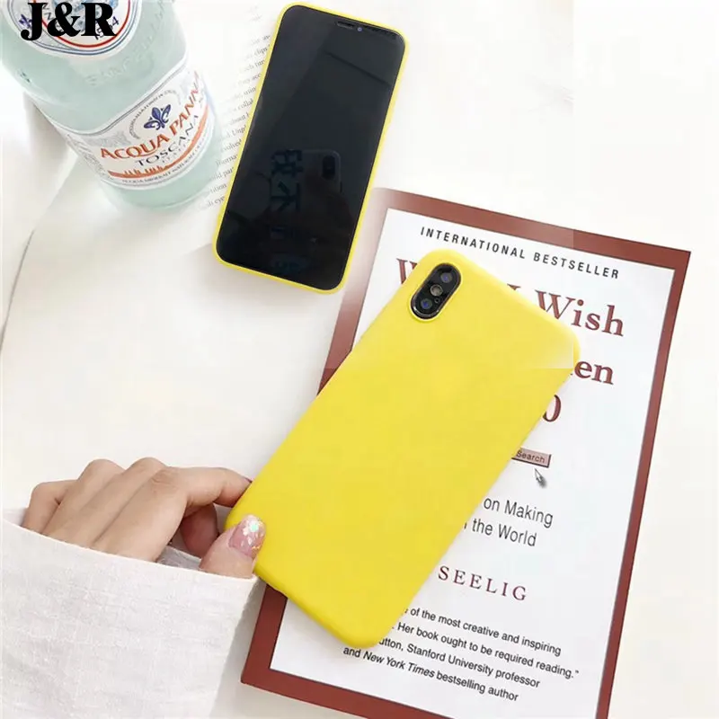 J&ampR Fashion Simple Solid Color Phone Case For iPhone 6 6s 7 8 Plus X Yellow Silicone Soft TPU Back Cover Cases |