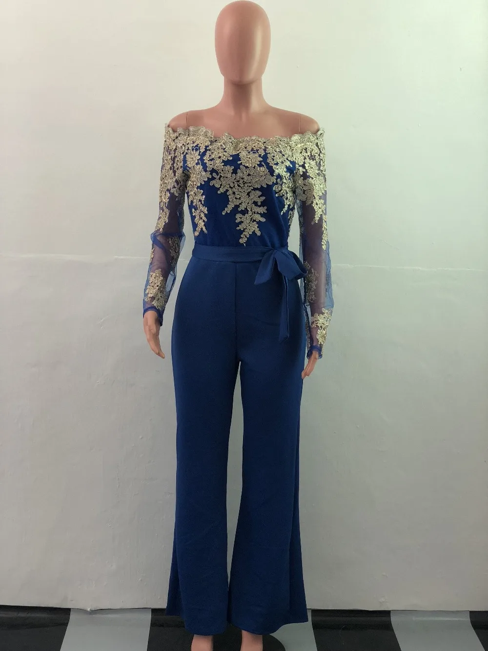 Wjustforu, сексуальный комбинезон с цветочным принтом для женщин, с открытыми плечами, модный бандажный кружевной комбинезон, женский комбинезон с широкими штанинами