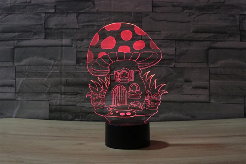 Милая Фея Гриб дом Иллюзия светодиодный ночник 3D красочный гриб Сенсорная лампа