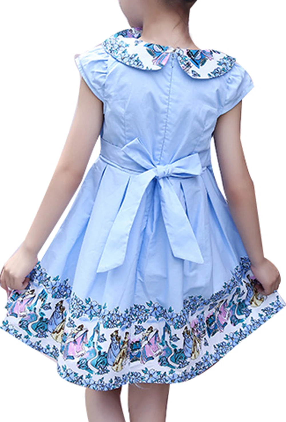 New Kid Child Girl Peter Pan Collar Sleeveless A Line Bow Tie Back Zip Summer Dress Sundress | Детская одежда и обувь