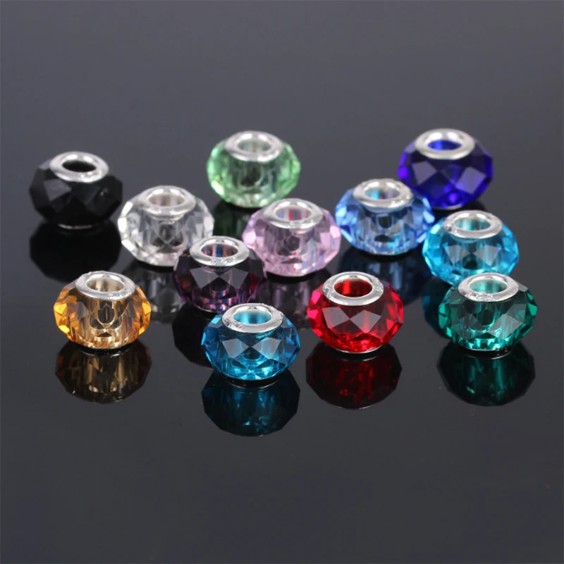 free shipping 10pcs european Section 96 crystal glass big hole Bead only with 925 logo Fits European Pandor Charm Bracelets A223 | Украшения