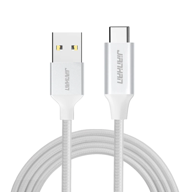Реверсивный кабель USB C для быстрой зарядки типа C к USB 2,0, зарядное устройство для передачи данных, прочные кабели для huawei P10 LG G5 G6 Xiaomi 4c 5 One Plus - Цвет: Silver