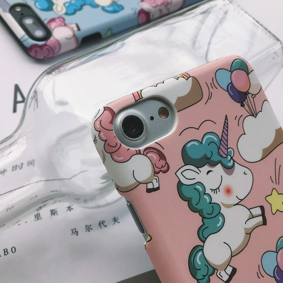 Axbety для iPhone 8 каваи Единорог симпатичный чехол СПС 6 s x 7 плюс розовый мультфильм