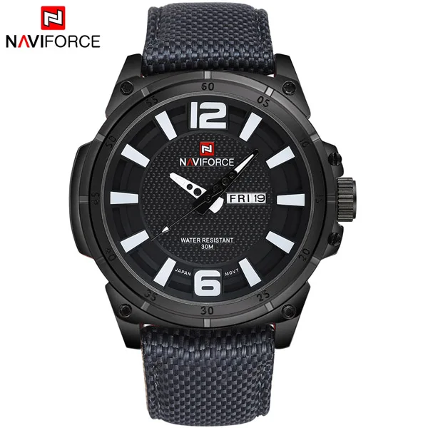 White NAVIFORCE Топ бренд военные спортивные часы мужские Модные Аналоговые холщовые кожаные кварцевые наручные часы Мужские часы Relogio Masculino - Цвет: White