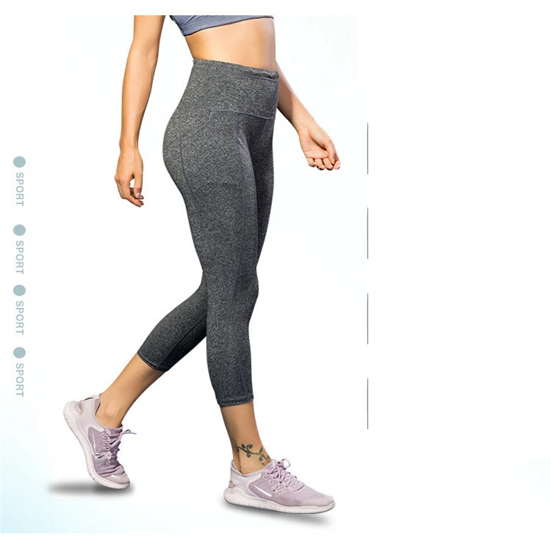 

Sexy Hips Push Up Patchwork Cropped pants Women's Leggings Casual Sporting Side Phone Pocket Fitness Leggins Slim Workout Pants
