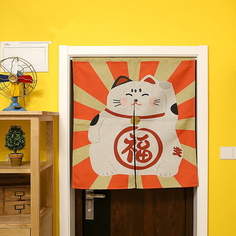 Японский стиль хлопчатобумажная и льняная занавеска для двери милый рисунок