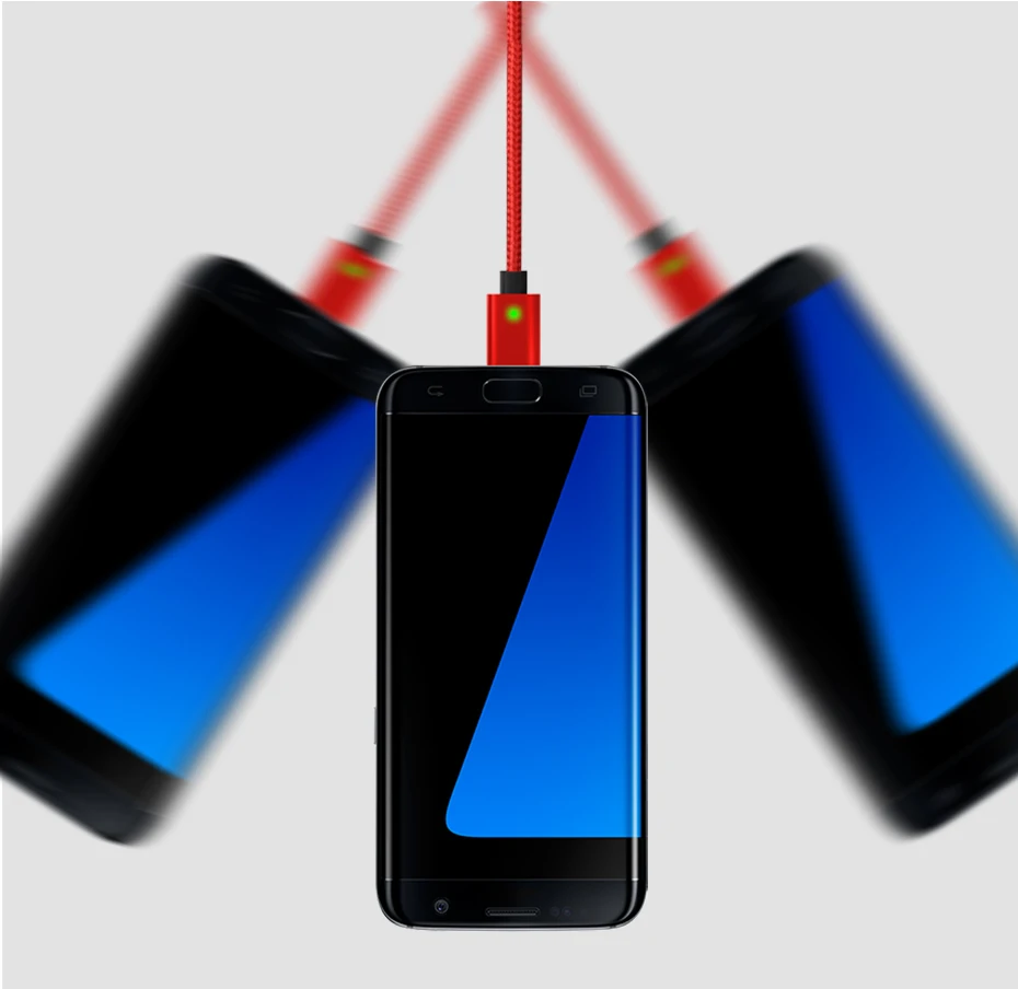 Topk 2.4A Магнитная Micro usb-кабель Модернизированный плетеный нейлоновый светодиодный индикатор быстрой зарядки магнит Зарядное устройство кабель для Micro USB телефоны