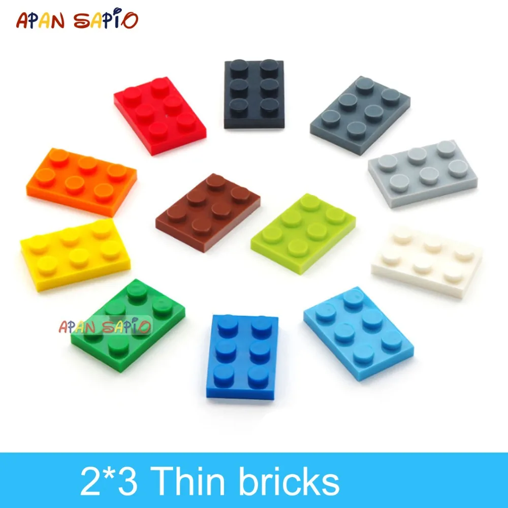 80 шт DIY строительные блоки тонкий цифры кирпичи 2x3 точки 12 видов цветов