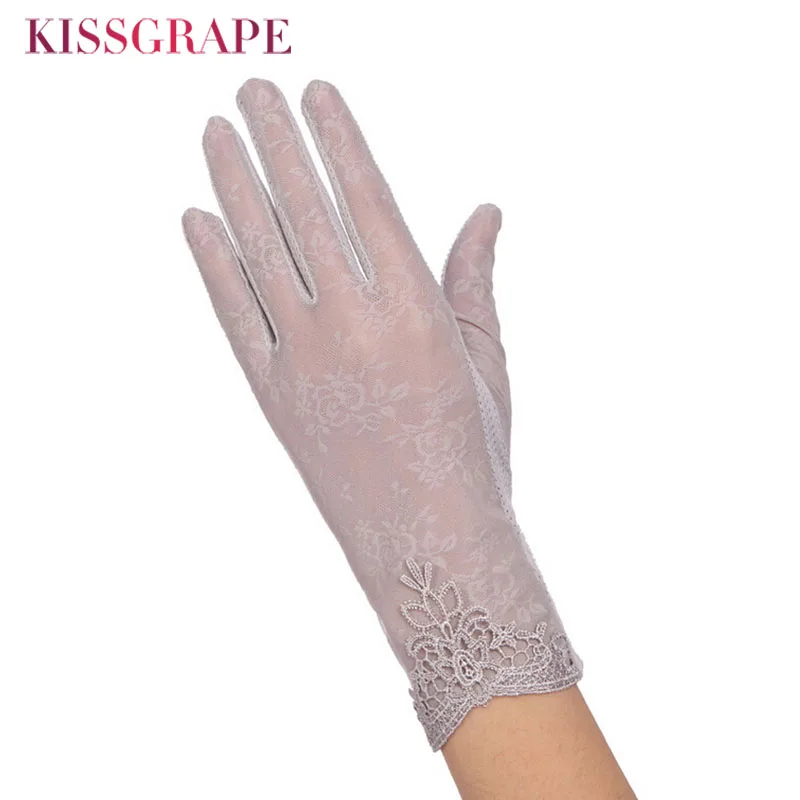 Женские кружевные перчатки брендовые с защитой от УФ лучей летние для вождения