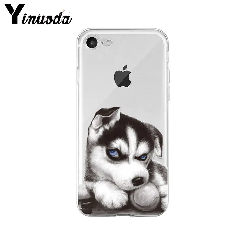 Yinuoda Мягкий чехол из ТПУ с животным волком Хаски собаками щенками для Apple iPhone 8 7 6 6S