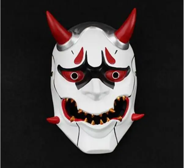 New version OW Soldier Genji Skin Oni Mask Halloween Fancy Ball Mask Prop Collection Cosplay Game Watch Pioneer evil ghost mask