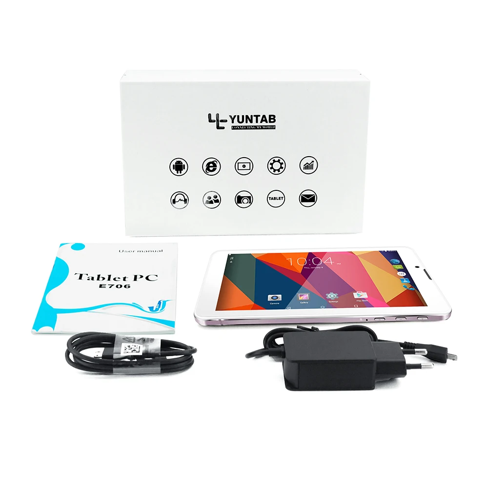 Yuntab 7 дюймов планшетный ПК из сплава E706 Android 5,1 четырехъядерный 1G+ 8G с нормальным размером sim-карты сотовый телефон Двойная камера розовое золото