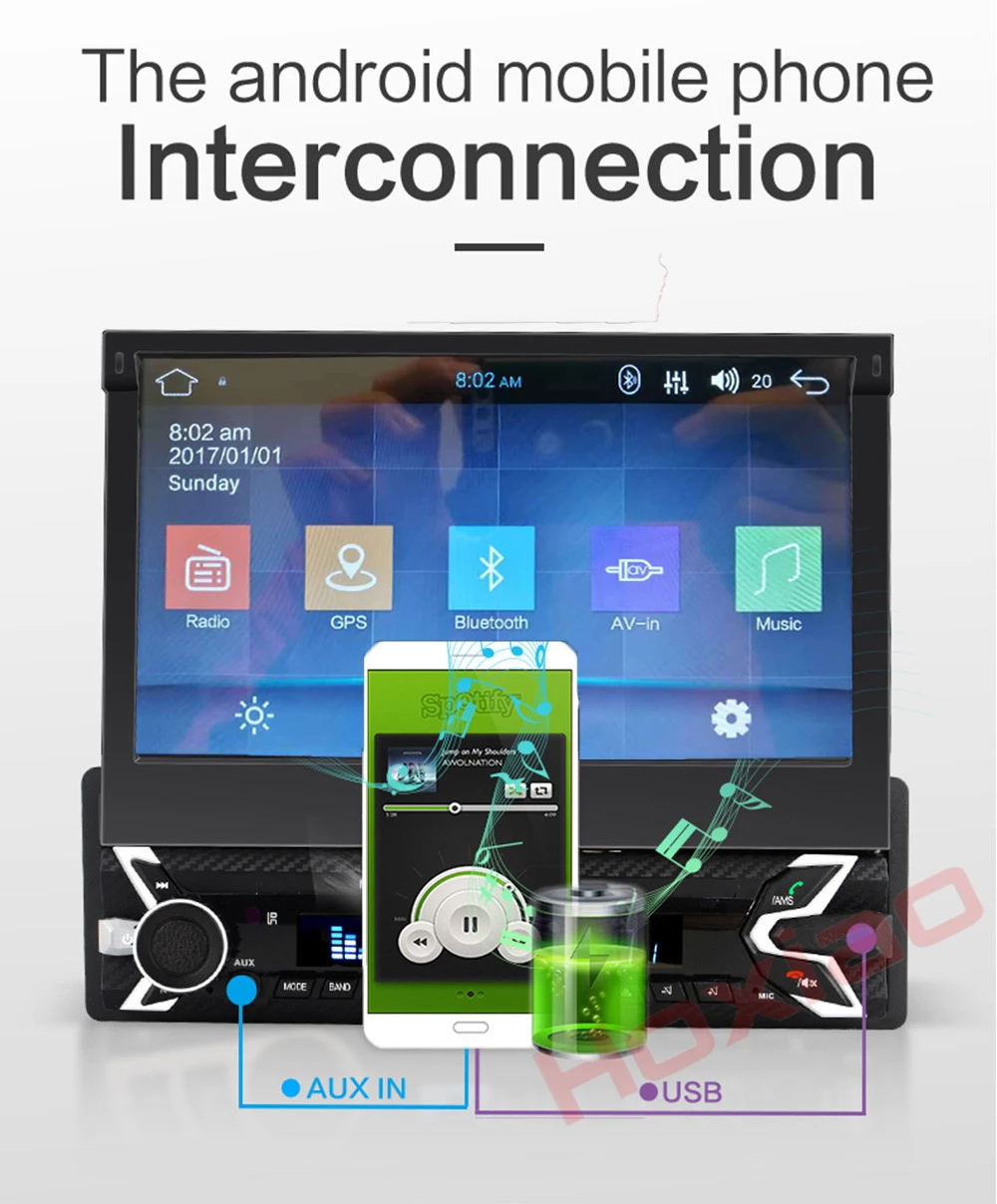 1 din автомобильный Android радио плеер встроенный автоматический телескопический 7