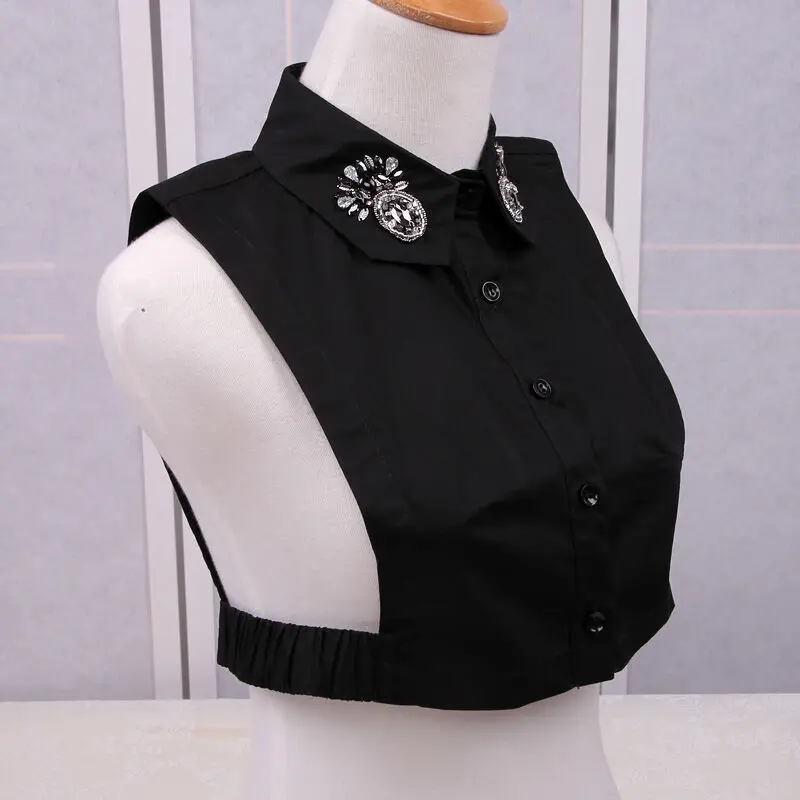 Имитация рубашки с ложным воротником женская блузка белый шифоновый съемный