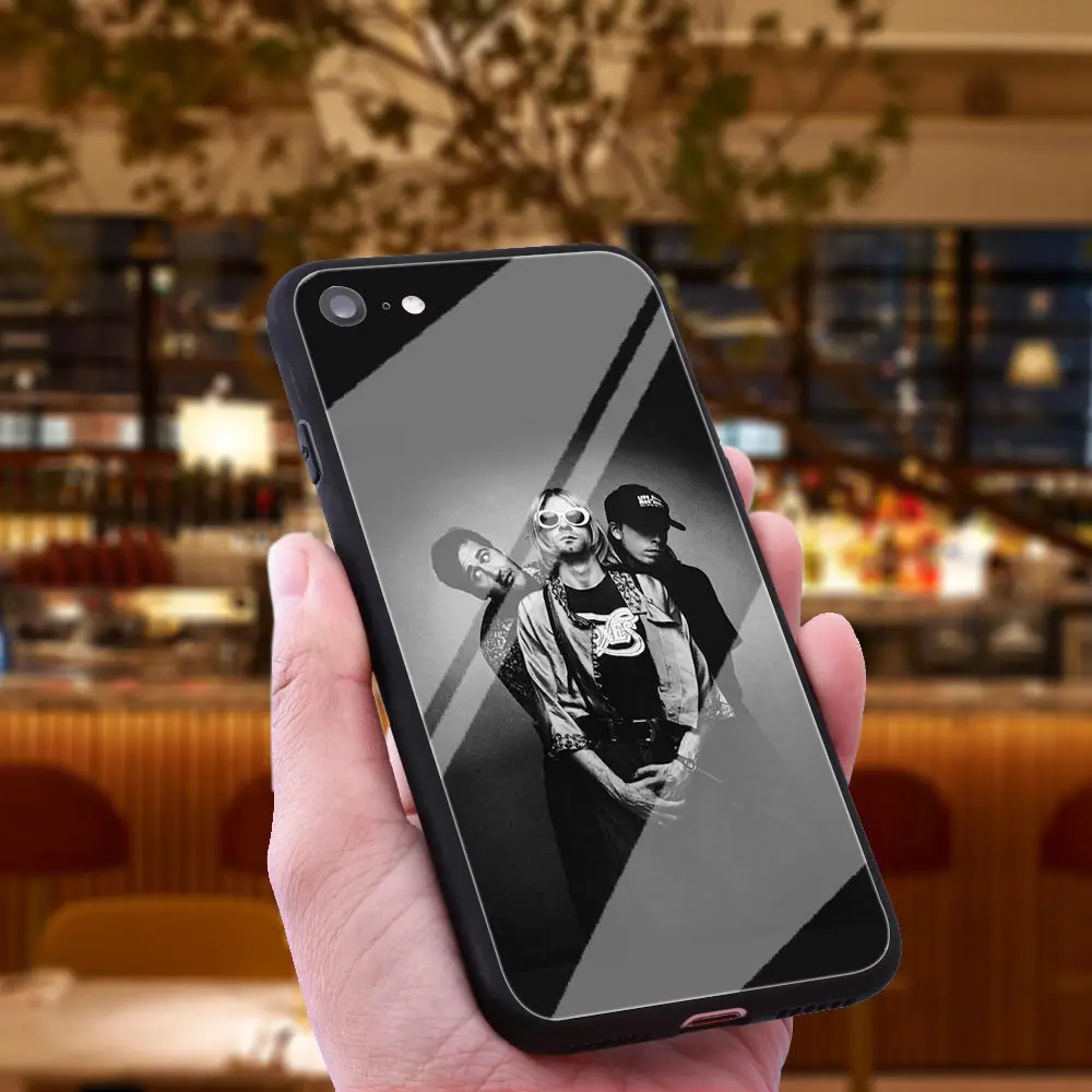 Чехол для телефона WEBBEDEPP Nirvana Kurt Cobain из закаленного стекла Apple iPhone Xr Xs Max X или 10 8 7 6 6S