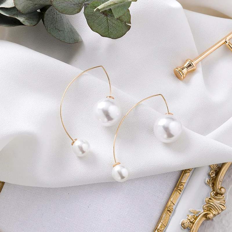 MENGJIQIAO New Korean Fashion Dainty Geometric Simulated Pearl Flower Jewelry Drop Earrings For Women Boucle D'Oreille Gifts | Украшения