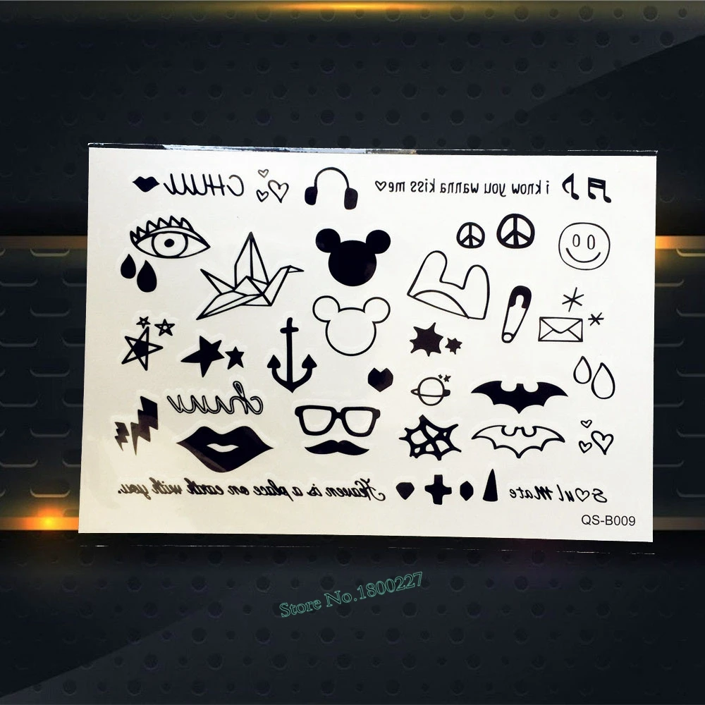 1 шт. популярная черная школьная Временная тату наклейка с рисунком|sticker remover|stickers