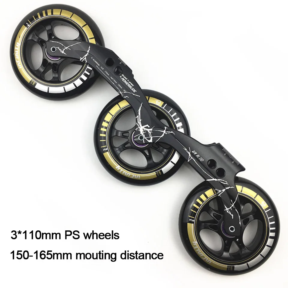 Рама для скоростных коньков Powerslide 3*110 мм с 110 колесами Infinity на коньках расстоянии