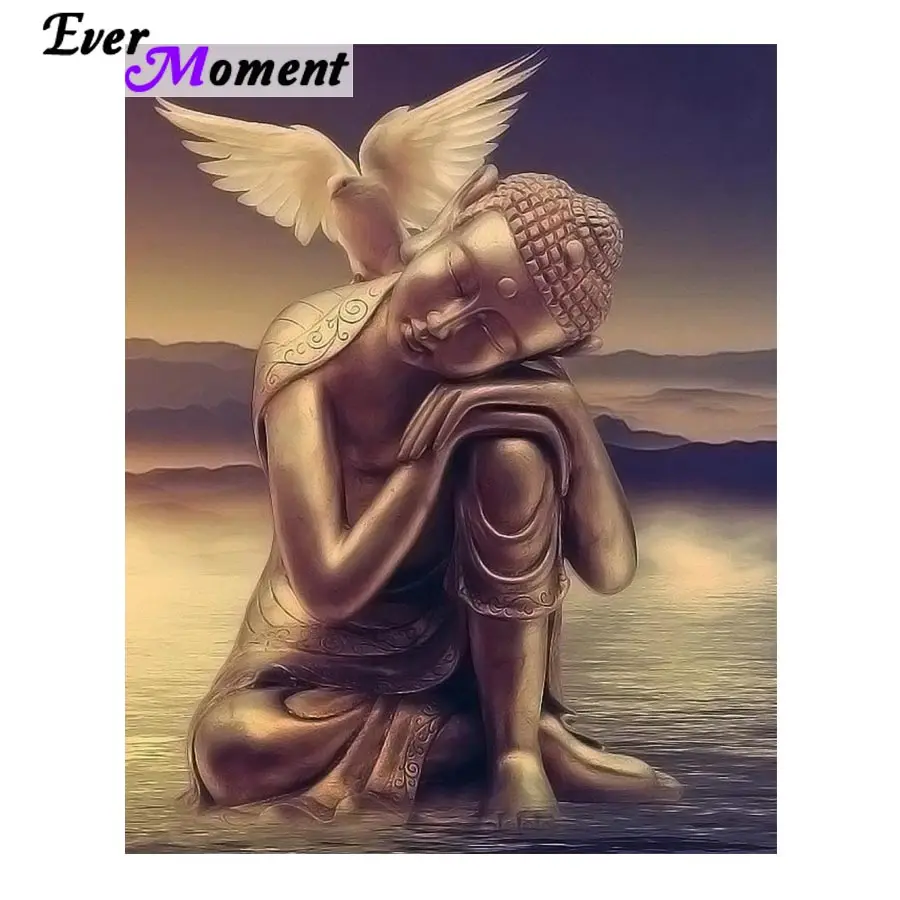 

Ever Moment 5D картина с кристаллами, Будда, белый голубь, алмазная вышивка, религиозная 3D Алмазная вышивка крестом, хобби, сделай сам ASF872
