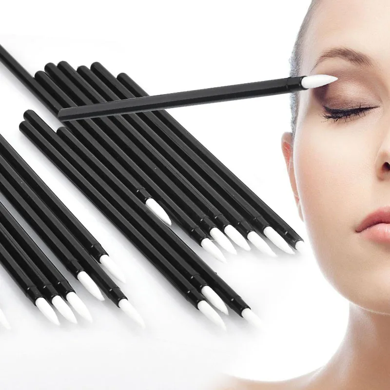 

50Pcs/Pack Disposable Eyeliner Liquid Brushes Applicator Swab Microbrush Eyelash Lipliner Extension Tools Black Colors