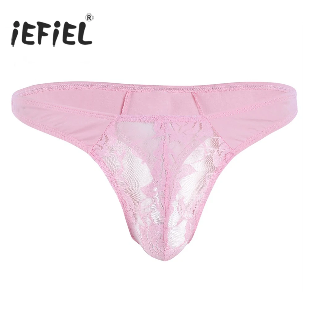 IEFiEL, мужское нижнее белье, низкая посадка, прозрачные, кружевные, с цветочным рисунком, с выпуклой сумкой, сексуальные, мужские стринги, нижнее белье, трусы, Wetlook, трусики