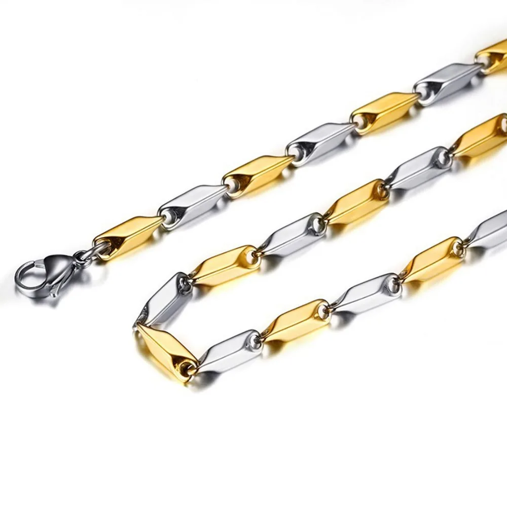 16-40 inch Silver Gold-color Stainless Steel Chain Necklace For Men Women Flat Wide 2/2.5/3/4 mm | Украшения и аксессуары