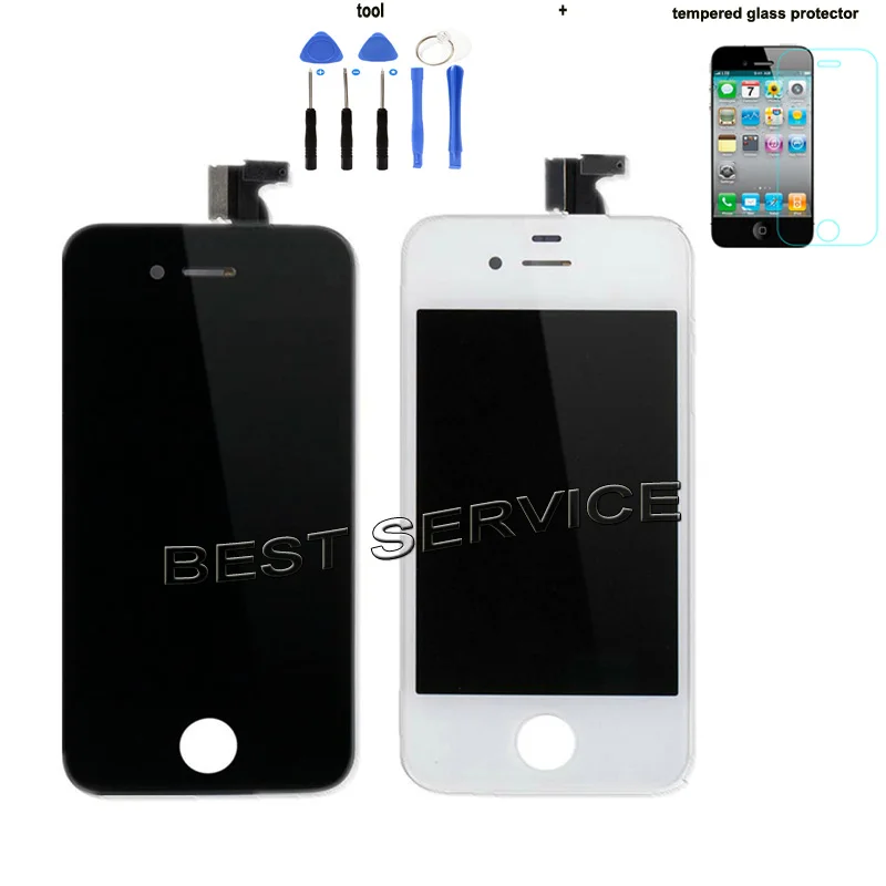 Без битых пикселей для iPhone 4 4S ЖК-дисплей с кодирующий преобразователь сенсорного