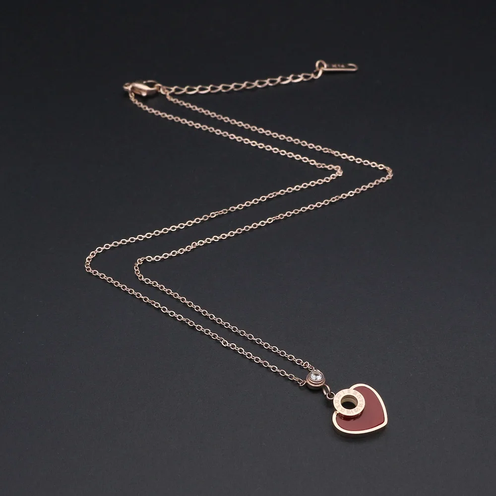 Ожерелье JSBAO в форме сердца цепочка из нержавеющей стали цвета розового золота с