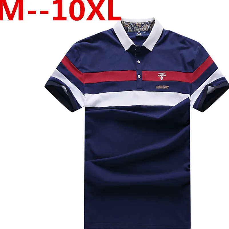 Размера плюс 10XL 8XL 7XL 6XL 5XL 4XL новые хлопковые Для мужчин Поло Ральф Для мужчин Пол рубашка комплект из рубашки с коротким Повседневное полосатый обтягивающая с короткими рукавами большие свободные