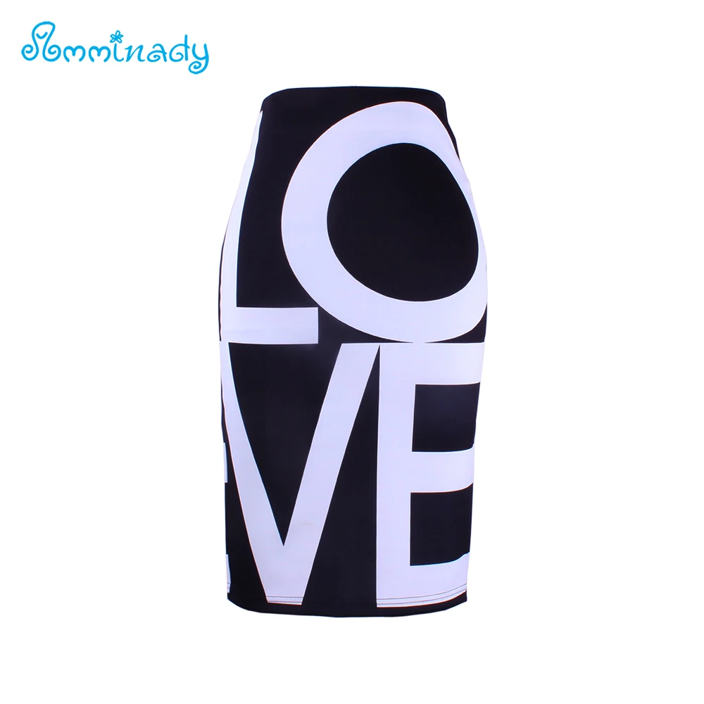 Женские юбки-карандаш с надписью LOVE Облегающие юбки средней длины принтом букв