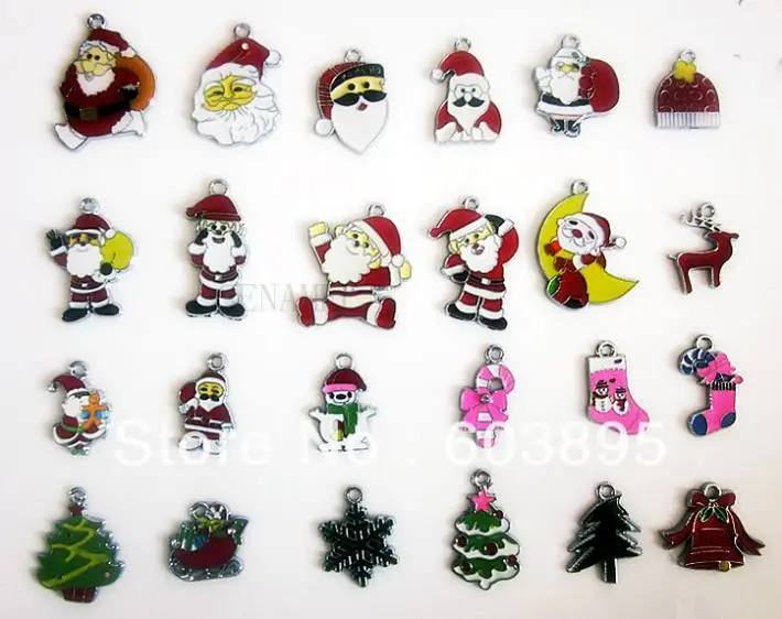 

R659830C! hristmas Wholesale lots 400PcsXSilver-tone Mix Unique Enamel Christmas Charms Pendants EKmix1