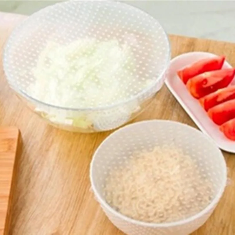 Очищаемая многоразовая силиконовая пищевая пленка для хранения свежести в кухонных инструментах пищевая оболочка 4 шт. растяжимая многофункциональная на.