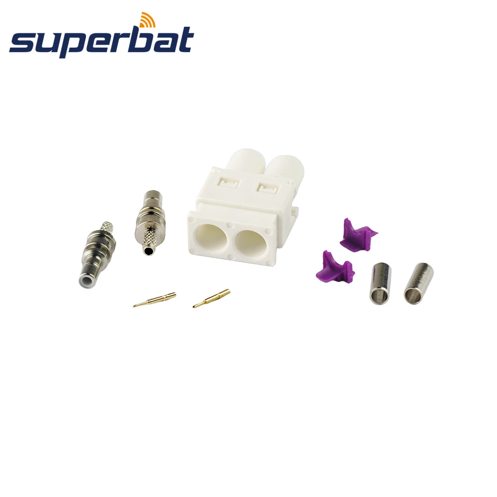 Superbat Fakra B белый/9001 обжимной двойной разъем радио с фантомным разъемом для