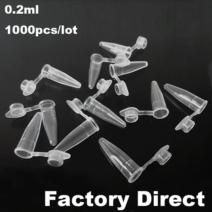 

1000pcs/lot 0.2ml Plastic centrifuge tube Test Tubing Vial Clear PP Vials EP Tubes Container Lab Consumable Free shipping