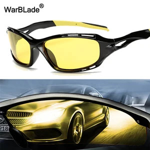 Мужские антибликовые очки WarBLade, поляризационные солнцезащитные очки для безопасного вождения ночью, солнцезащитные очки с желтыми линзами, очки ночного видения