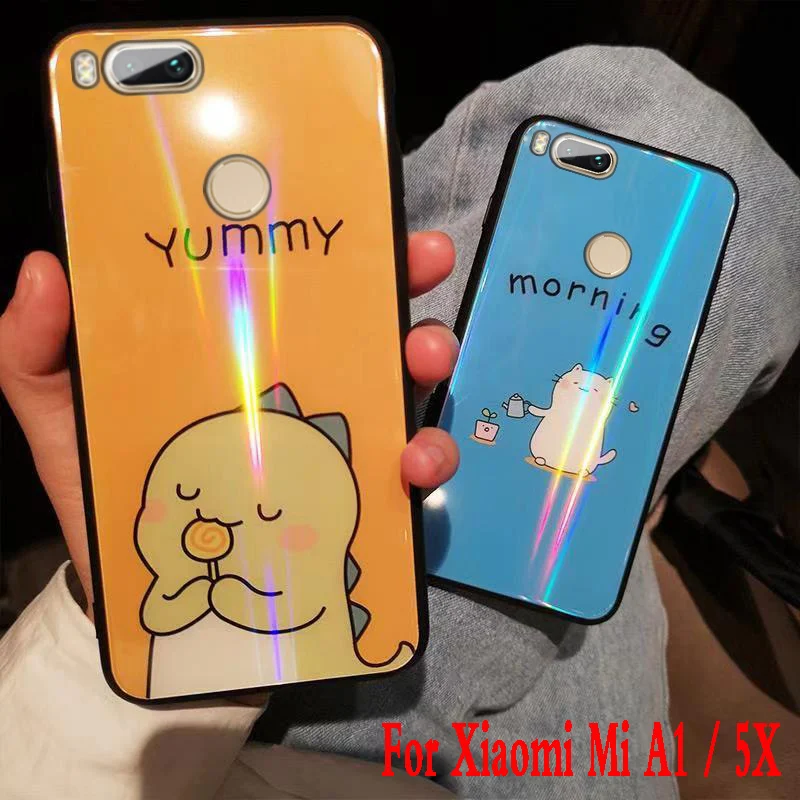 Для xiaomi mi a1 роскошный чехол из закаленного стекла с мультяшным рисунком мягкий