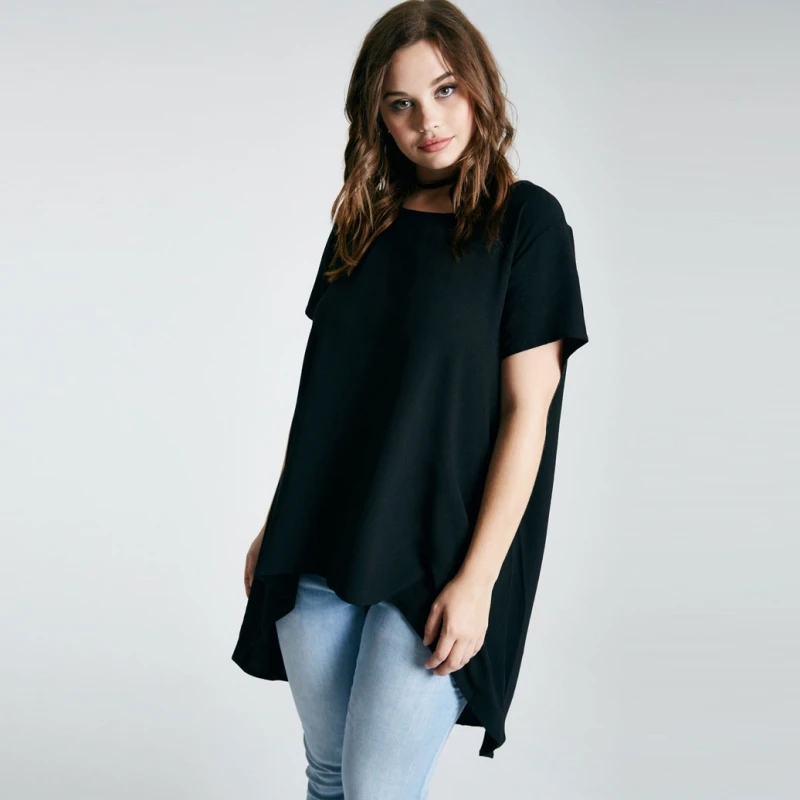 Асимметричная женская футболка 6XL 5XL 4XL XXXL 2017 летняя длинная однобортная с