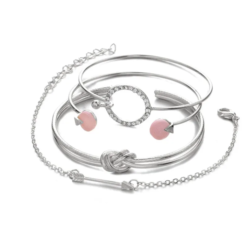 Простой Женский личность узловатые кольца круг горный хрусталь Стрелка браслет