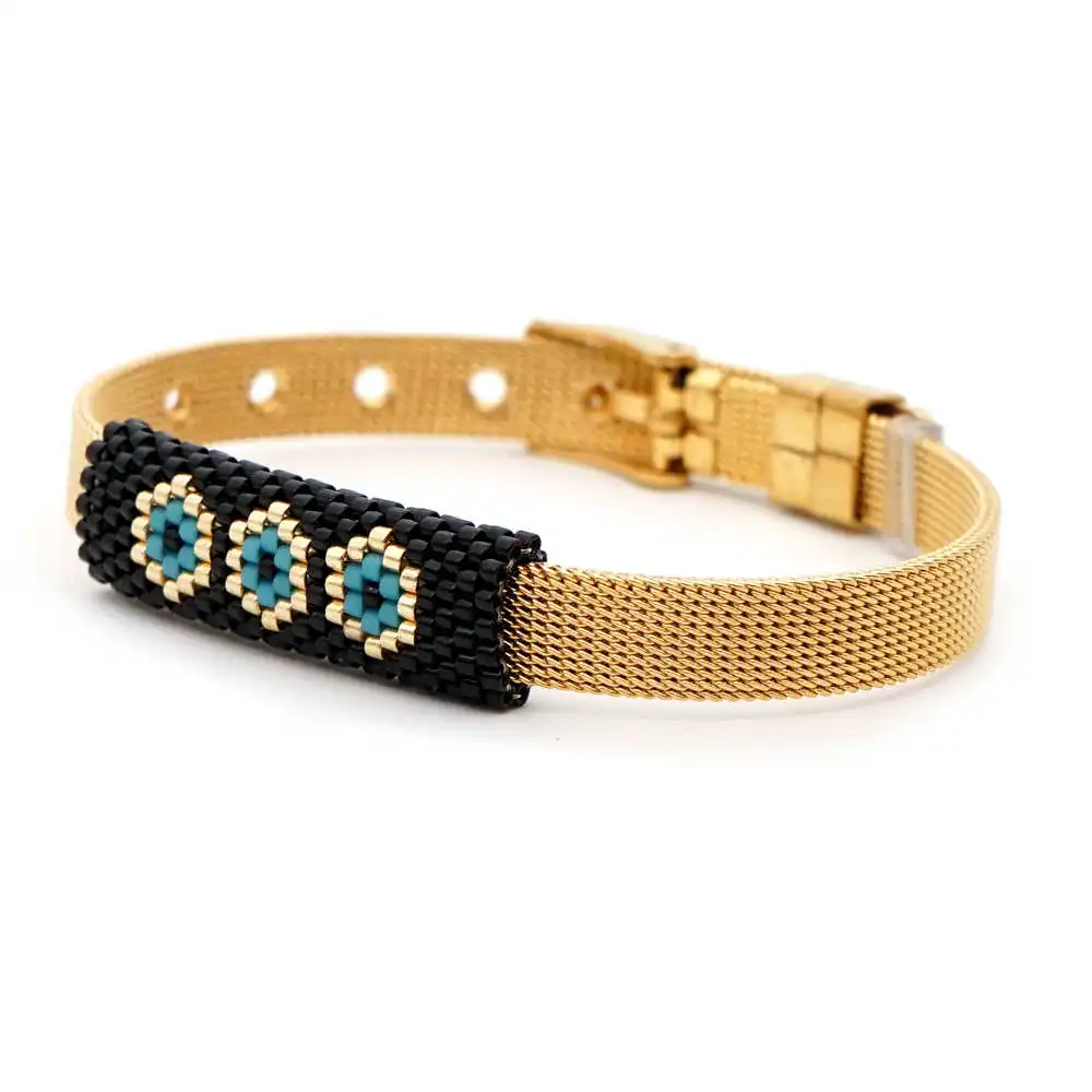 Go2boho браслет для женщин стальная сетка мужской браслет MIYUKI сглаза браслет Insta ювелирные изделия браслеты золото нержавеющая сталь подарок
