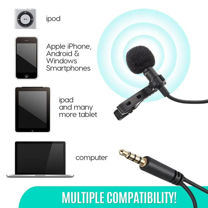Hands free конденсаторный микрофон для смартфона 3 5 мм Джек мини Lavalier Проводные