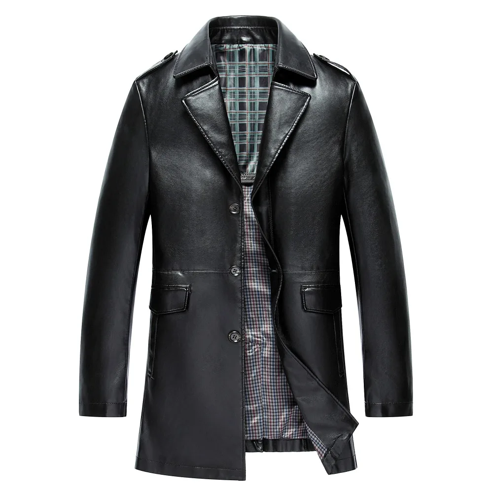 Мужская куртка ветровка из мытой кожи с двойным воротником Размеры M LXL2XL3XL 4XL|leather