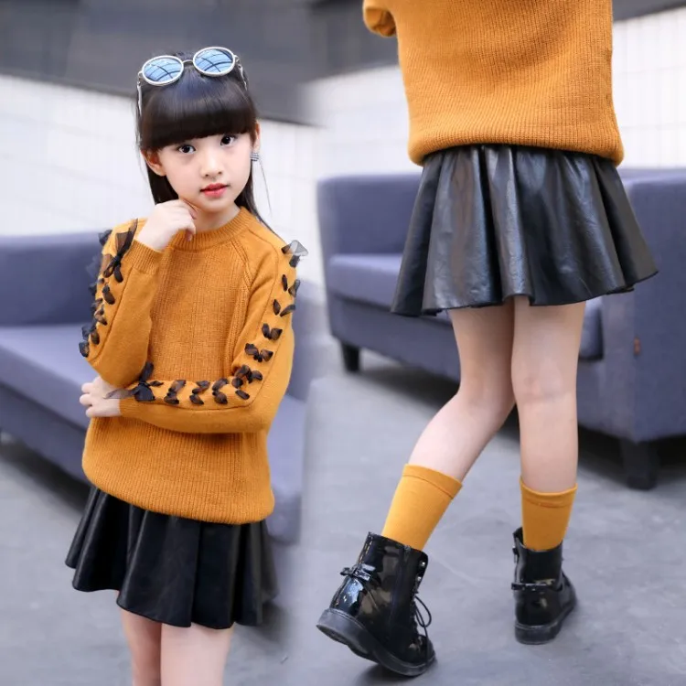 Юбки из искусственной кожи для маленьких девочек Кожаная Мини юбка принцессы с